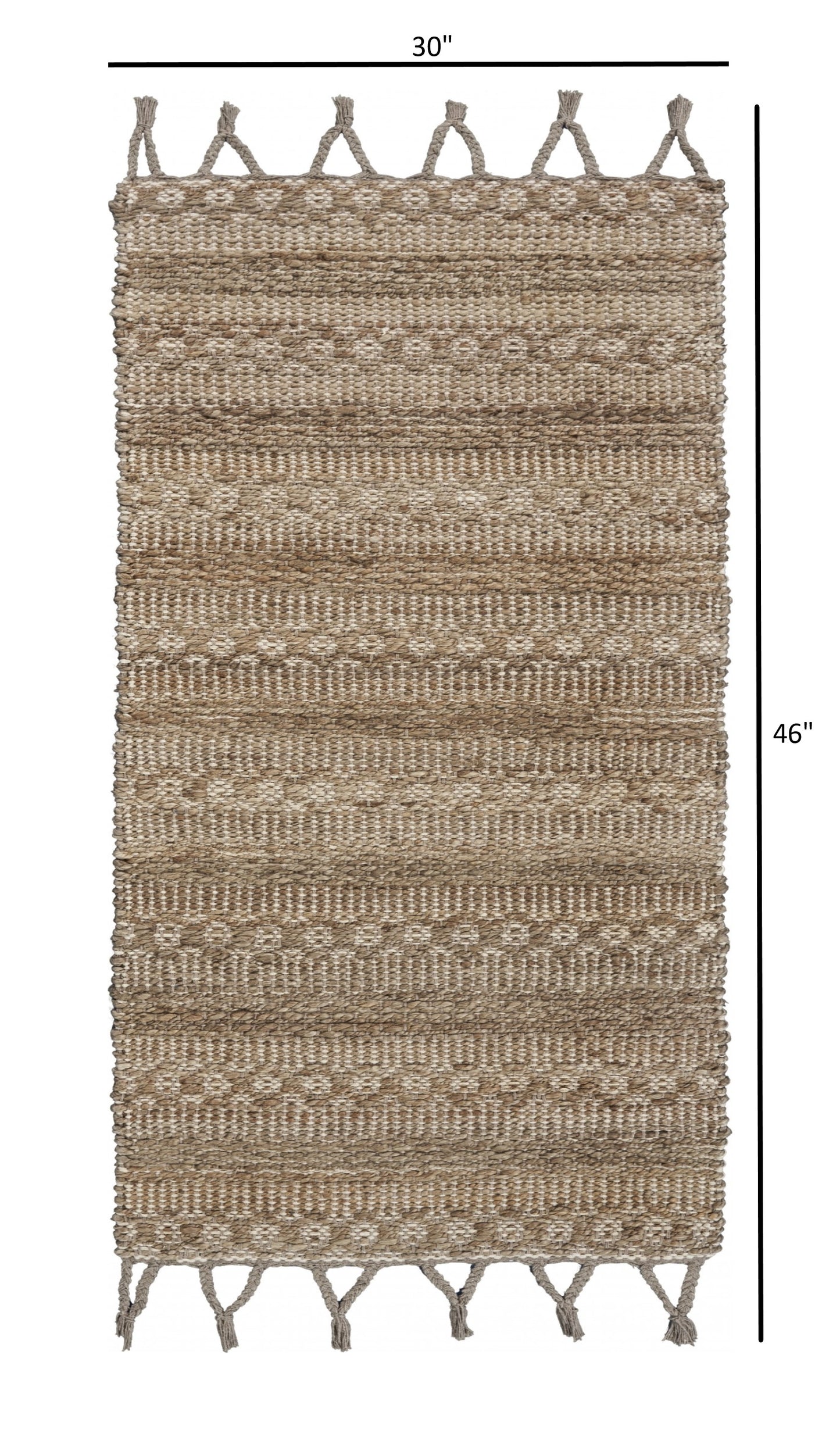 3’ x 4’ Tan Bohemian Tasseled Area Rug