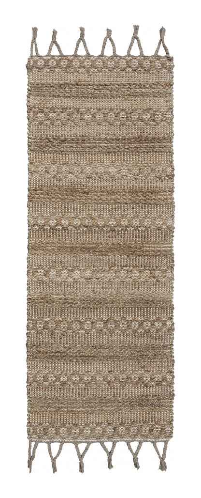 3’ x 4’ Tan Bohemian Tasseled Area Rug