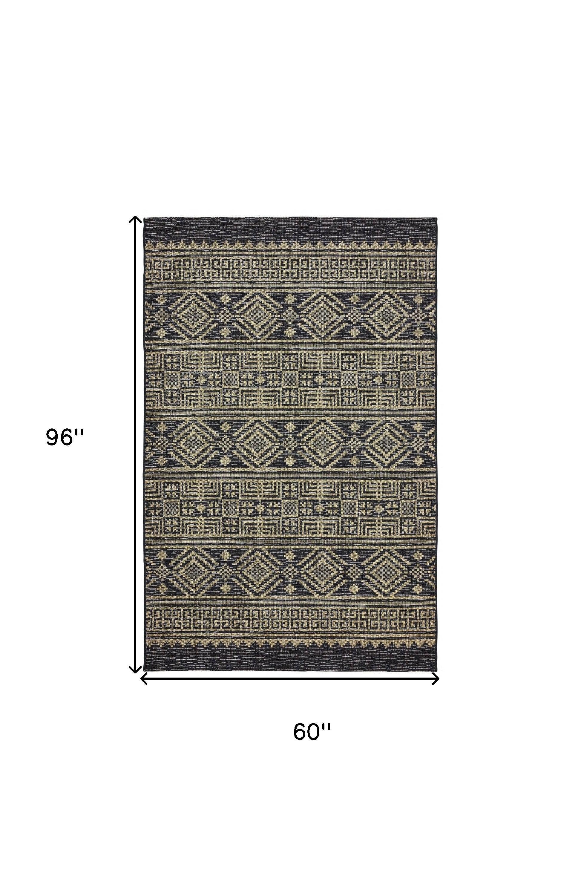 5' X 8' Brown And Black Indoor Outdoor Area Rug - FurniFindUSA