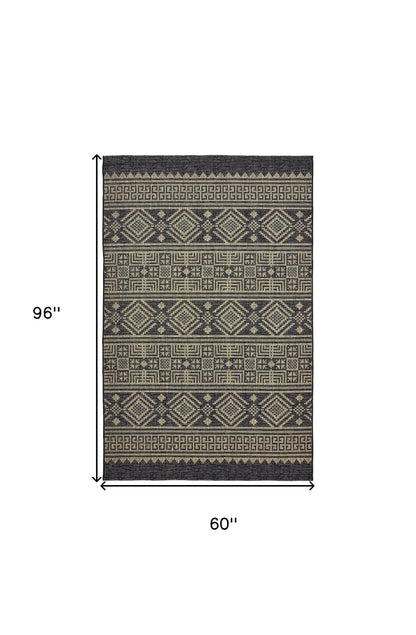 5' X 8' Brown And Black Indoor Outdoor Area Rug - FurniFindUSA