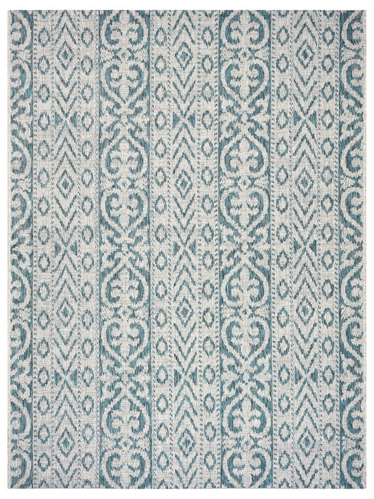 8' X 10' Blue And White Indoor Outdoor Area Rug