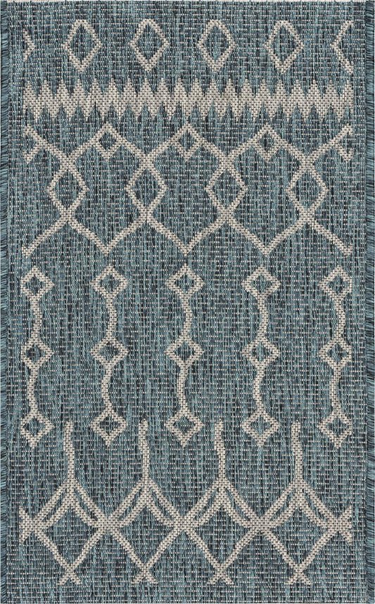 2' X 3' Blue And Gray Indoor Outdoor Area Rug - FurniFindUSA