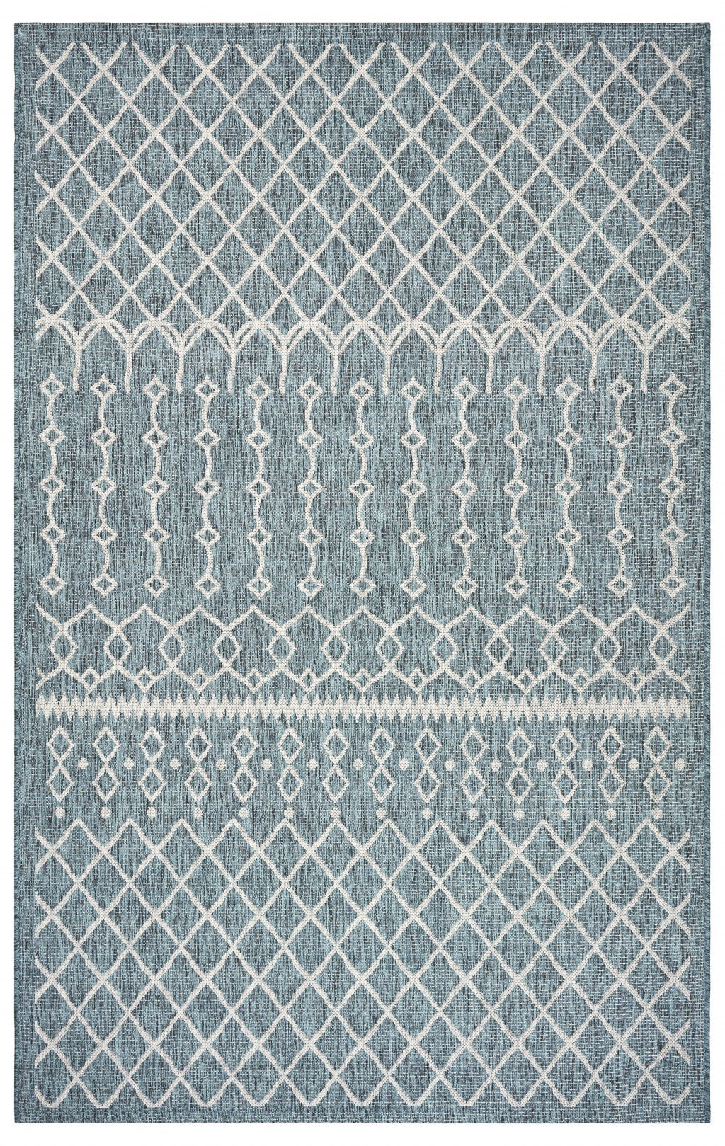 8' X 10' Blue And Gray Indoor Outdoor Area Rug - 0" (L) x 117" (W) x 93" (H)