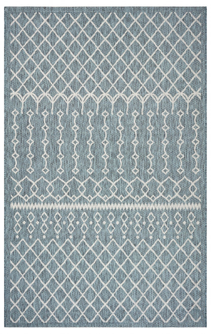 8' X 10' Blue And Gray Indoor Outdoor Area Rug - 0" (L) x 117" (W) x 93" (H)