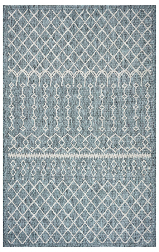 8' X 10' Blue And Gray Indoor Outdoor Area Rug - 0" (L) x 117" (W) x 93" (H)