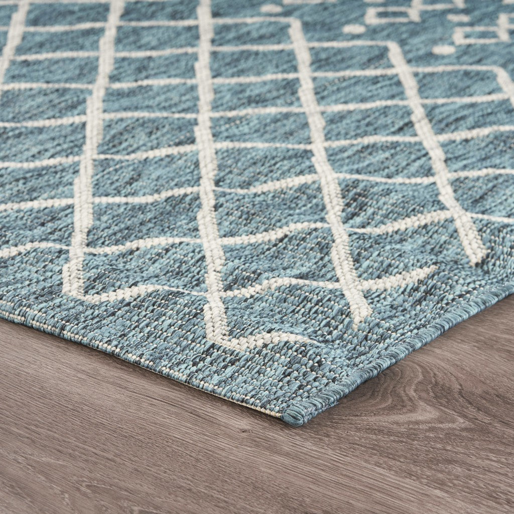 8' X 10' Blue And Gray Indoor Outdoor Area Rug - 0" (L) x 117" (W) x 93" (H)