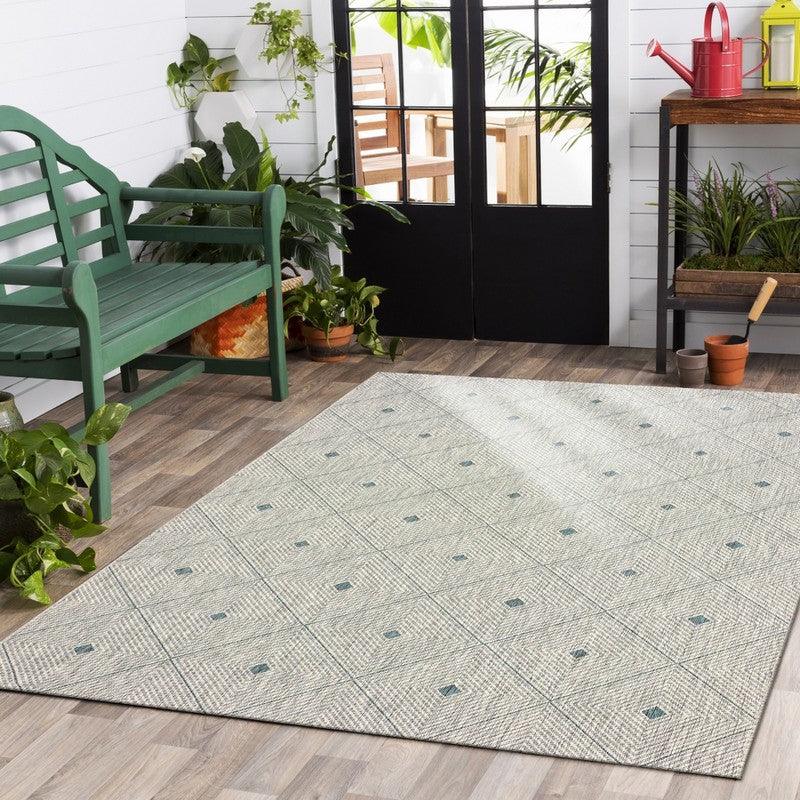 2' X 3' Blue And Gray Indoor Outdoor Area Rug - FurniFindUSA