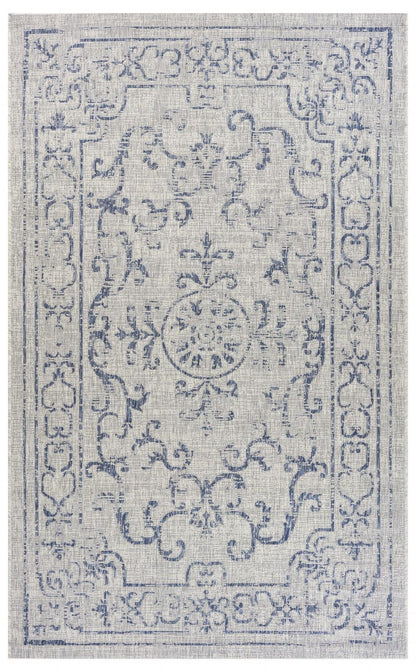 5' X 8' Blue And Gray Indoor Outdoor Area Rug - FurniFindUSA