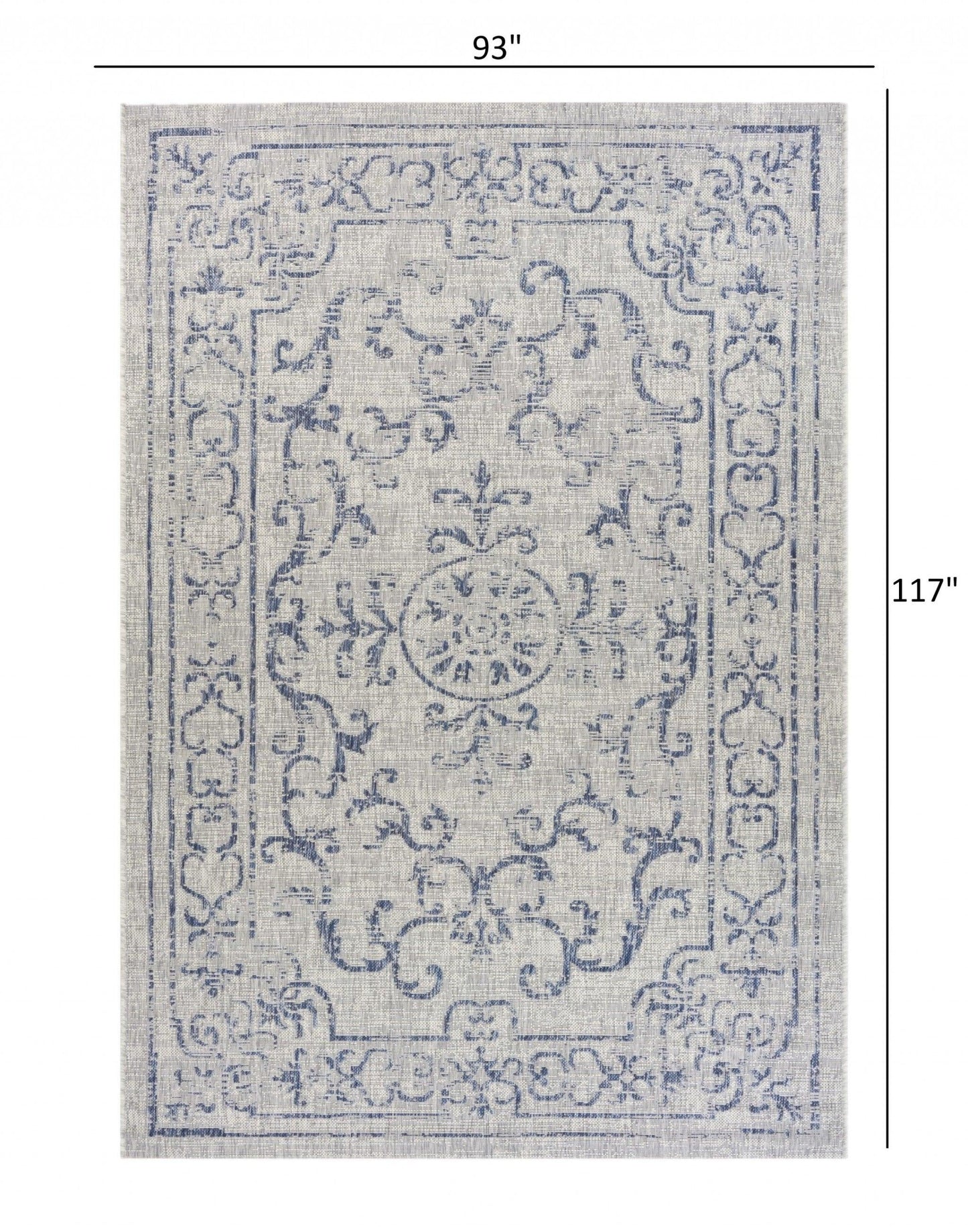 5' X 8' Blue And Gray Indoor Outdoor Area Rug - FurniFindUSA