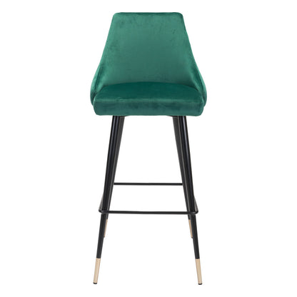 30" Green And Black Steel Low Back Bar Height Bar Chair