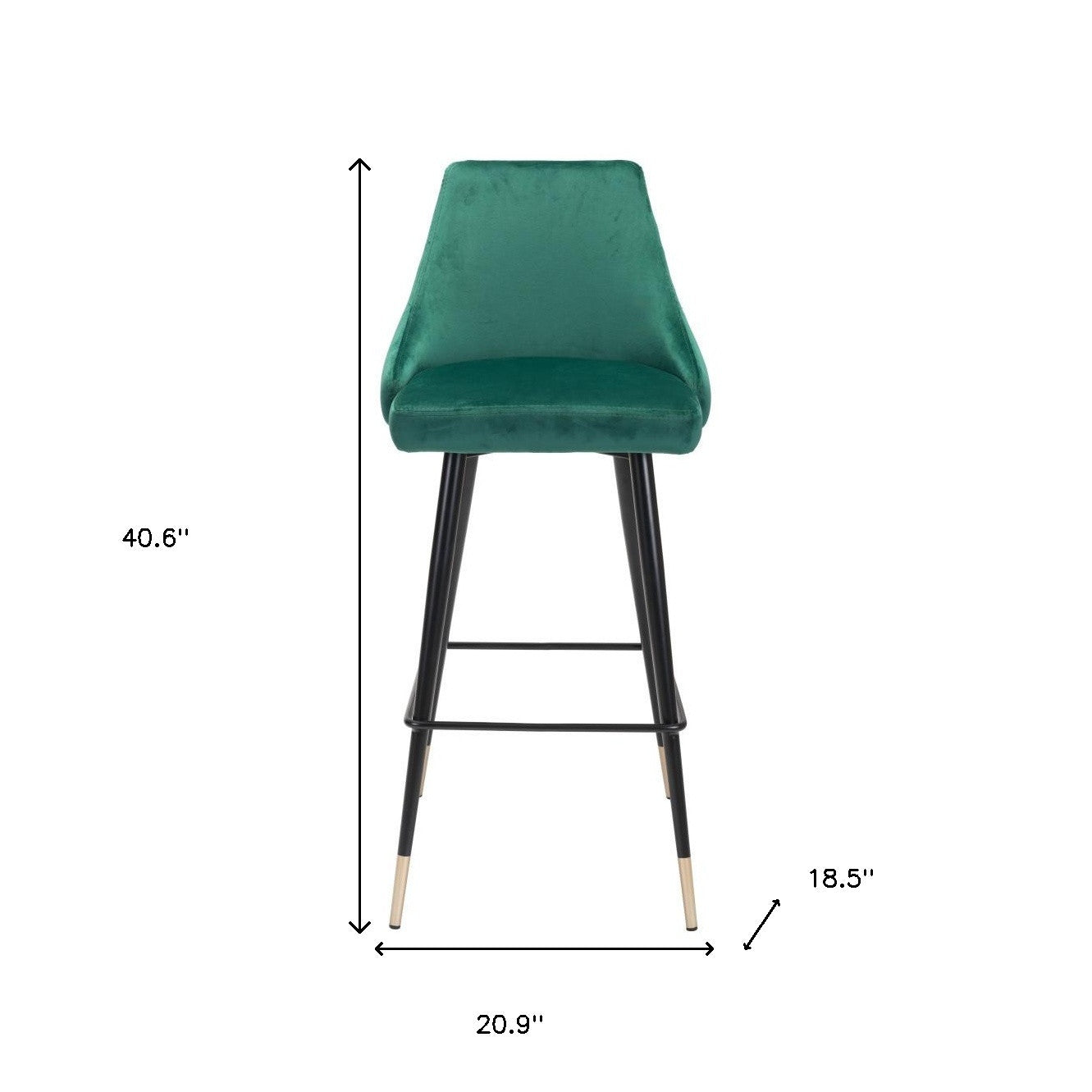 30" Green And Black Steel Low Back Bar Height Bar Chair