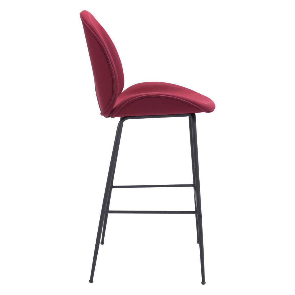 31" Red And Black Steel Low Back Bar Height Bar Chair