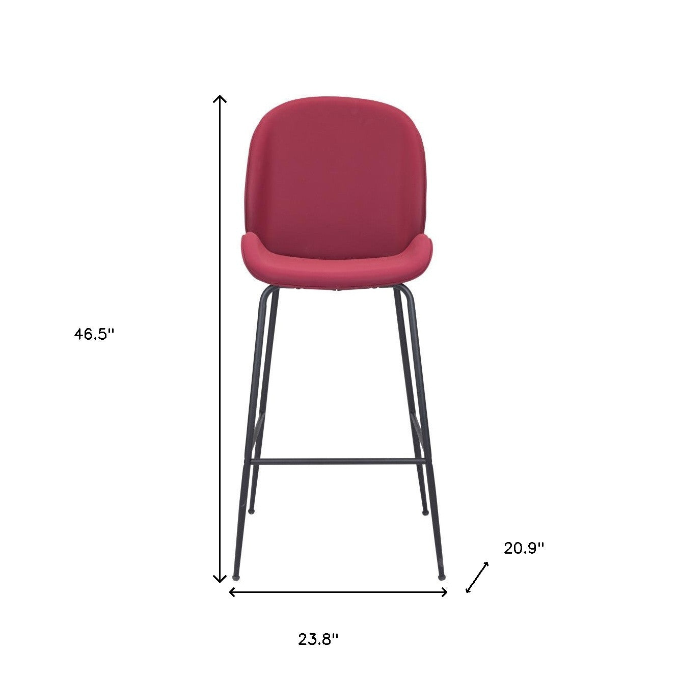 31" Red And Black Steel Low Back Bar Height Bar Chair