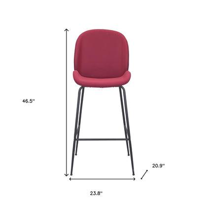 31" Red And Black Steel Low Back Bar Height Bar Chair