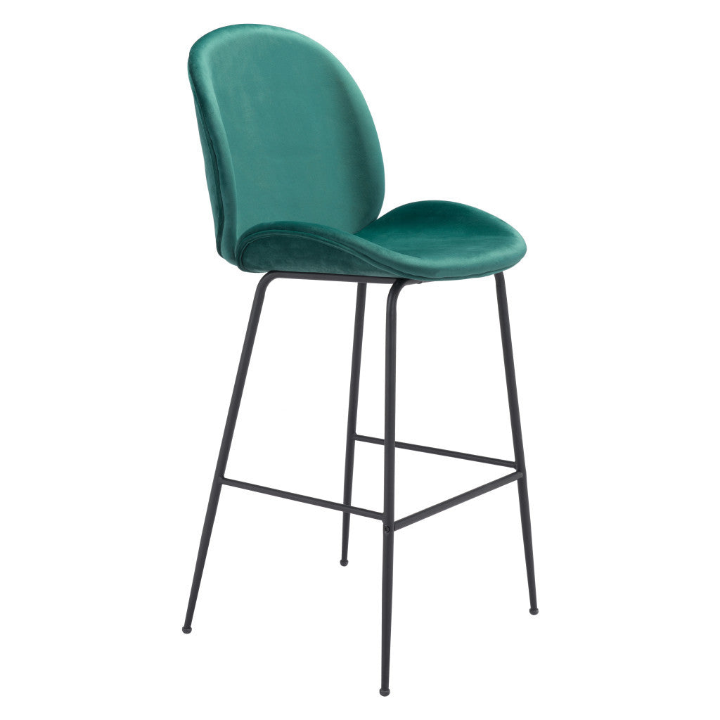 31" Green And Black Steel Low Back Bar Height Bar Chair