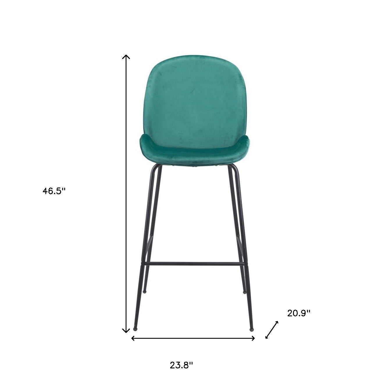 31" Green And Black Steel Low Back Bar Height Bar Chair