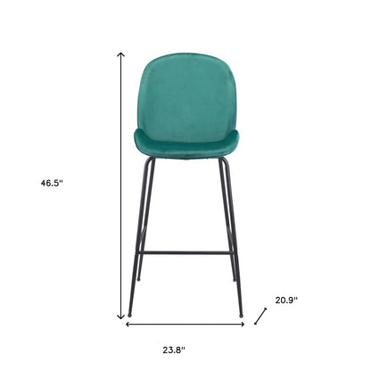 31" Green And Black Steel Low Back Bar Height Bar Chair