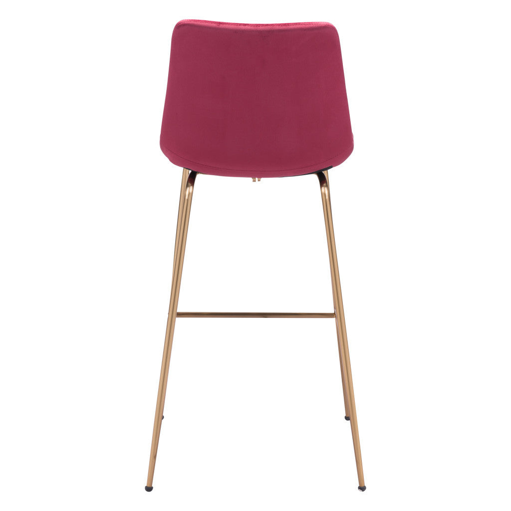 31" Red And Copper Steel Low Back Bar Height Bar Chair