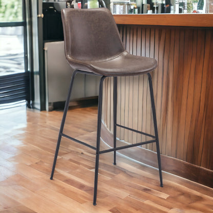 31" Brown and Black Steel Low Back Bar Height Bar Chair