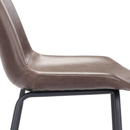 31" Brown And Black Faux Leather And Steel Low Back Bar Height Bar Chair HomeRoots