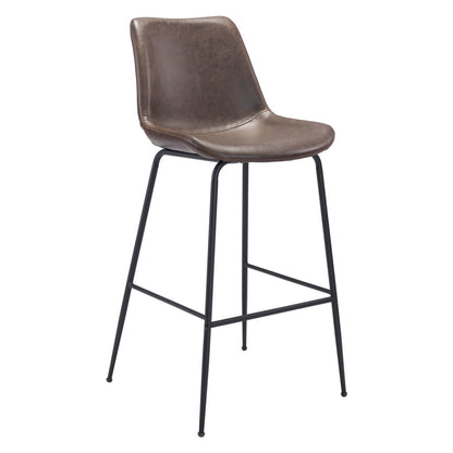 31" Brown and Black Steel Low Back Bar Height Bar Chair