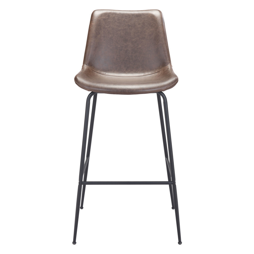 31" Brown and Black Steel Low Back Bar Height Bar Chair