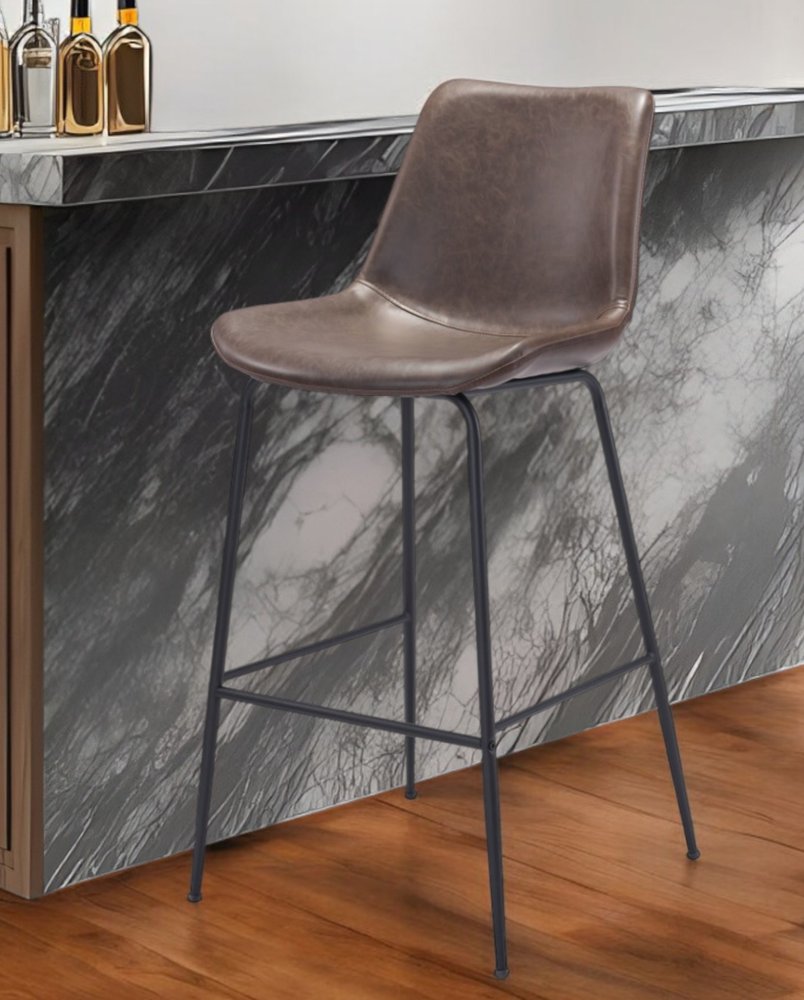 31" Brown and Black Steel Low Back Bar Height Bar Chair HomeRoots
