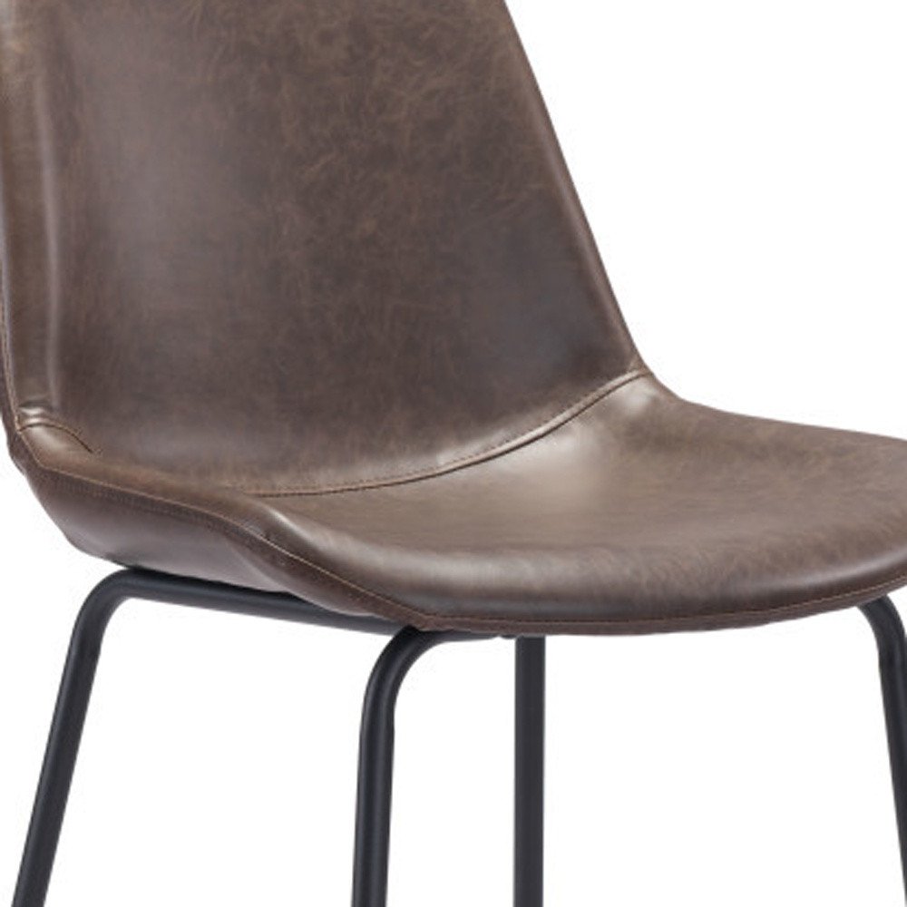 31" Brown And Black Faux Leather And Steel Low Back Bar Height Bar Chair HomeRoots