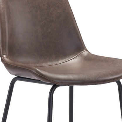 31" Brown And Black Faux Leather And Steel Low Back Bar Height Bar Chair HomeRoots