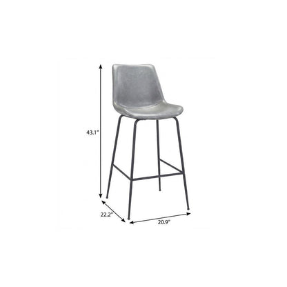 31" Gray And Black Steel Low Back Bar Height Bar Chair HomeRoots