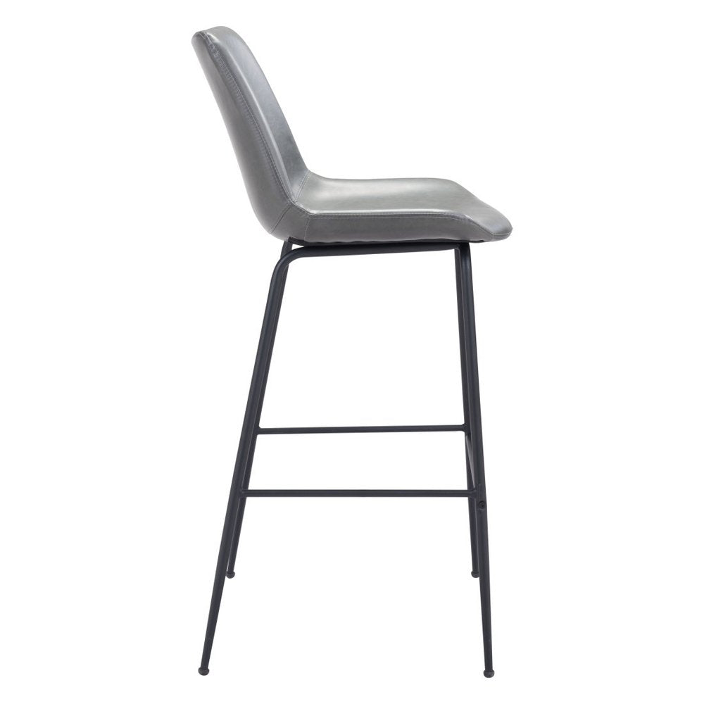 31" Gray And Black Steel Low Back Bar Height Bar Chair HomeRoots