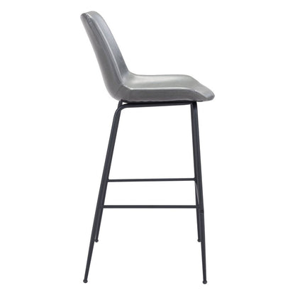 31" Gray And Black Steel Low Back Bar Height Bar Chair HomeRoots