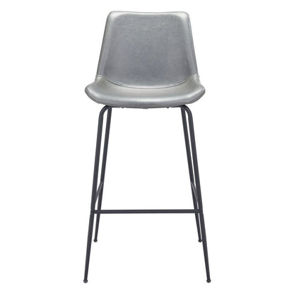 31" Gray And Black Steel Low Back Bar Height Bar Chair HomeRoots