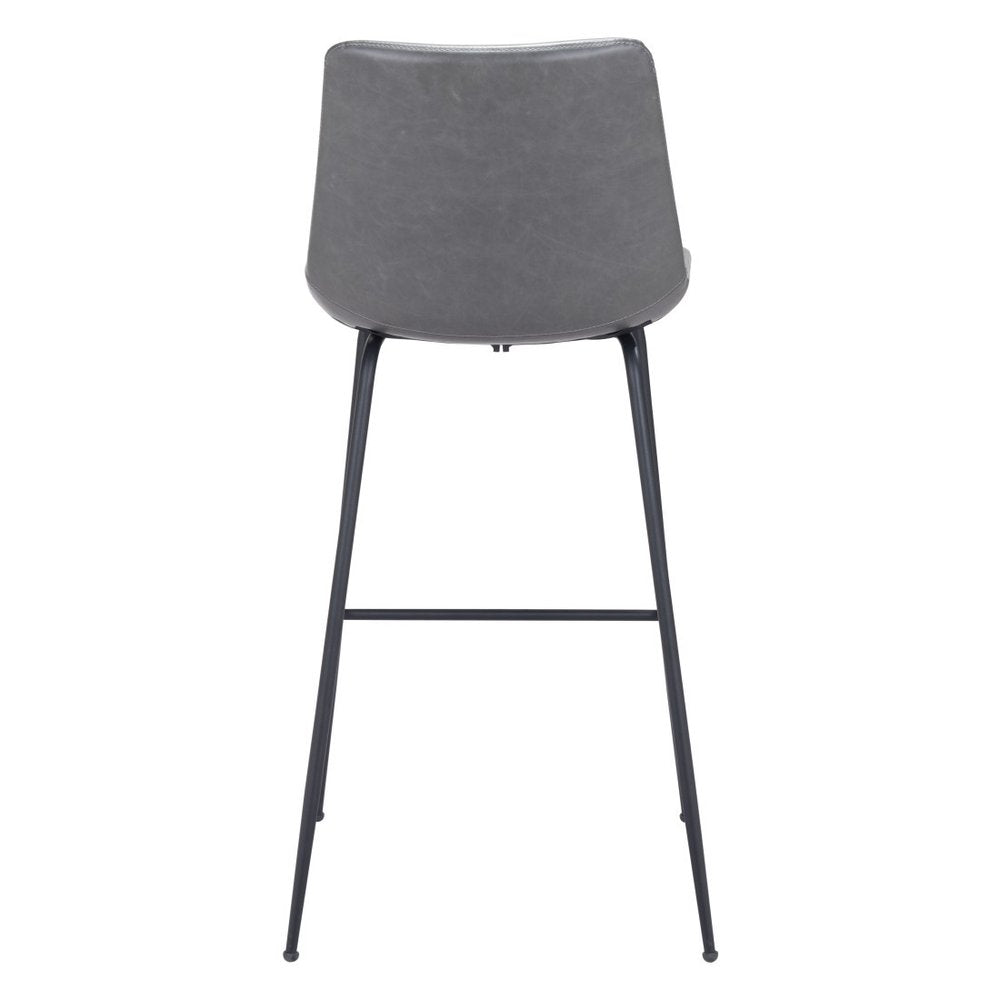 31" Gray And Black Steel Low Back Bar Height Bar Chair HomeRoots