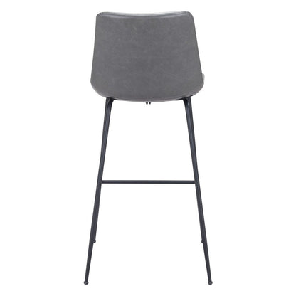 31" Gray And Black Steel Low Back Bar Height Bar Chair HomeRoots