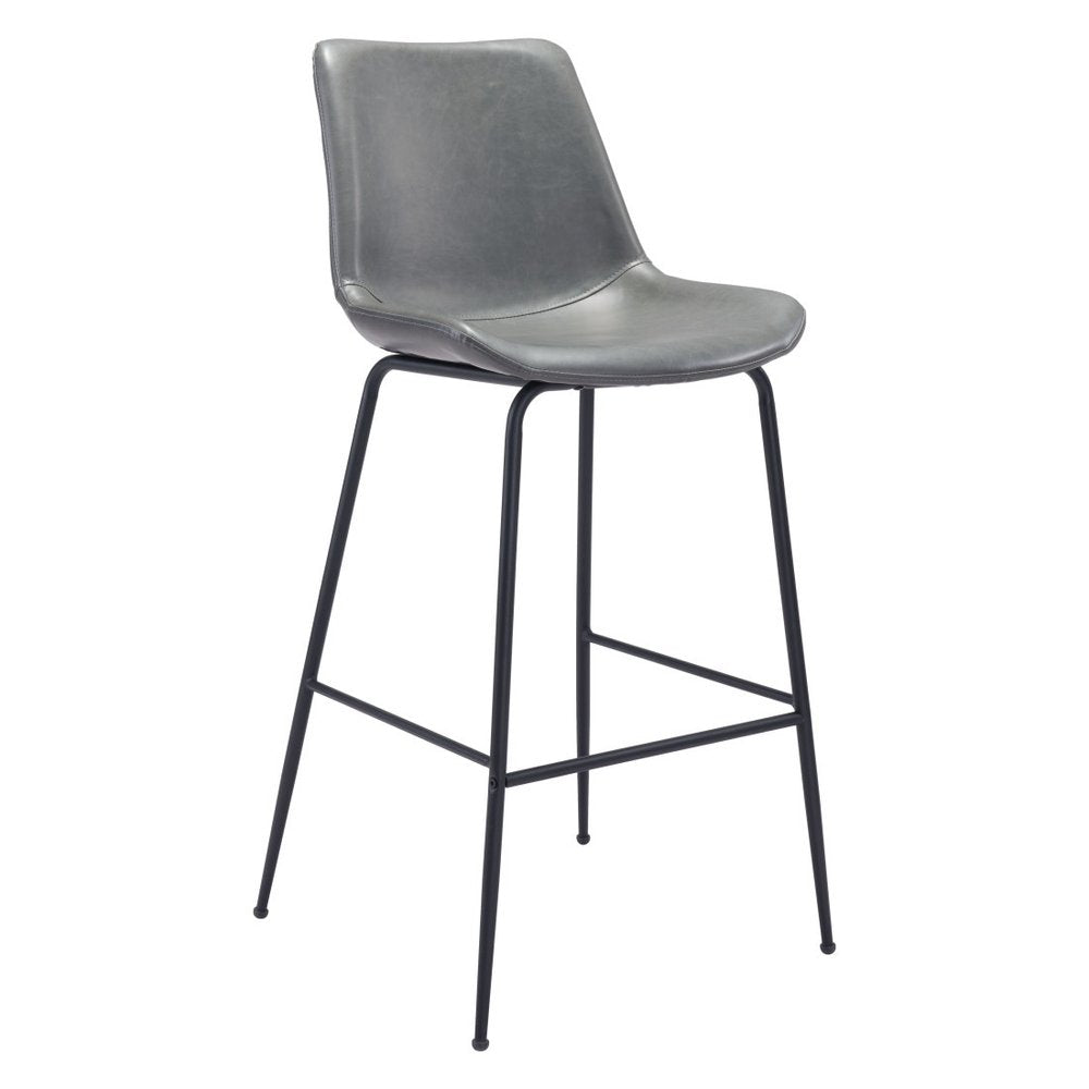 31" Gray And Black Steel Low Back Bar Height Bar Chair HomeRoots