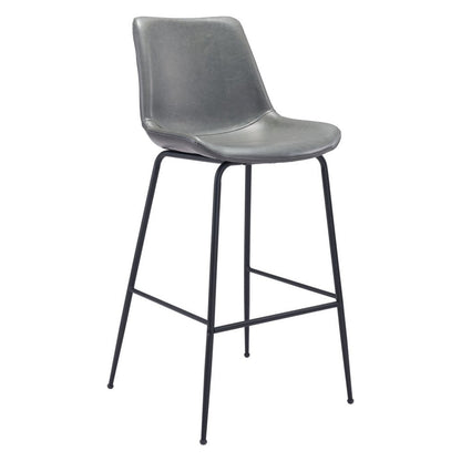 31" Gray And Black Steel Low Back Bar Height Bar Chair HomeRoots