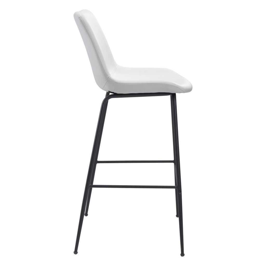 31" White And Black Steel Low Back Bar Height Bar Chair