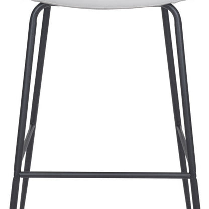 31" White And Black Steel Low Back Bar Height Bar Chair