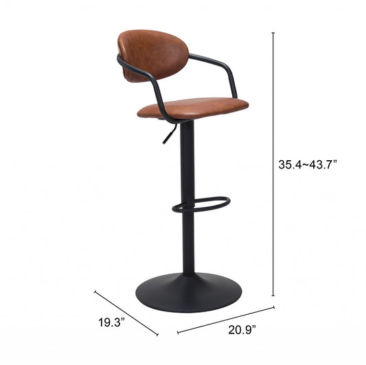 Adjustable Height Brown And Black Steel Swivel Low Back Counter Height Bar Chair