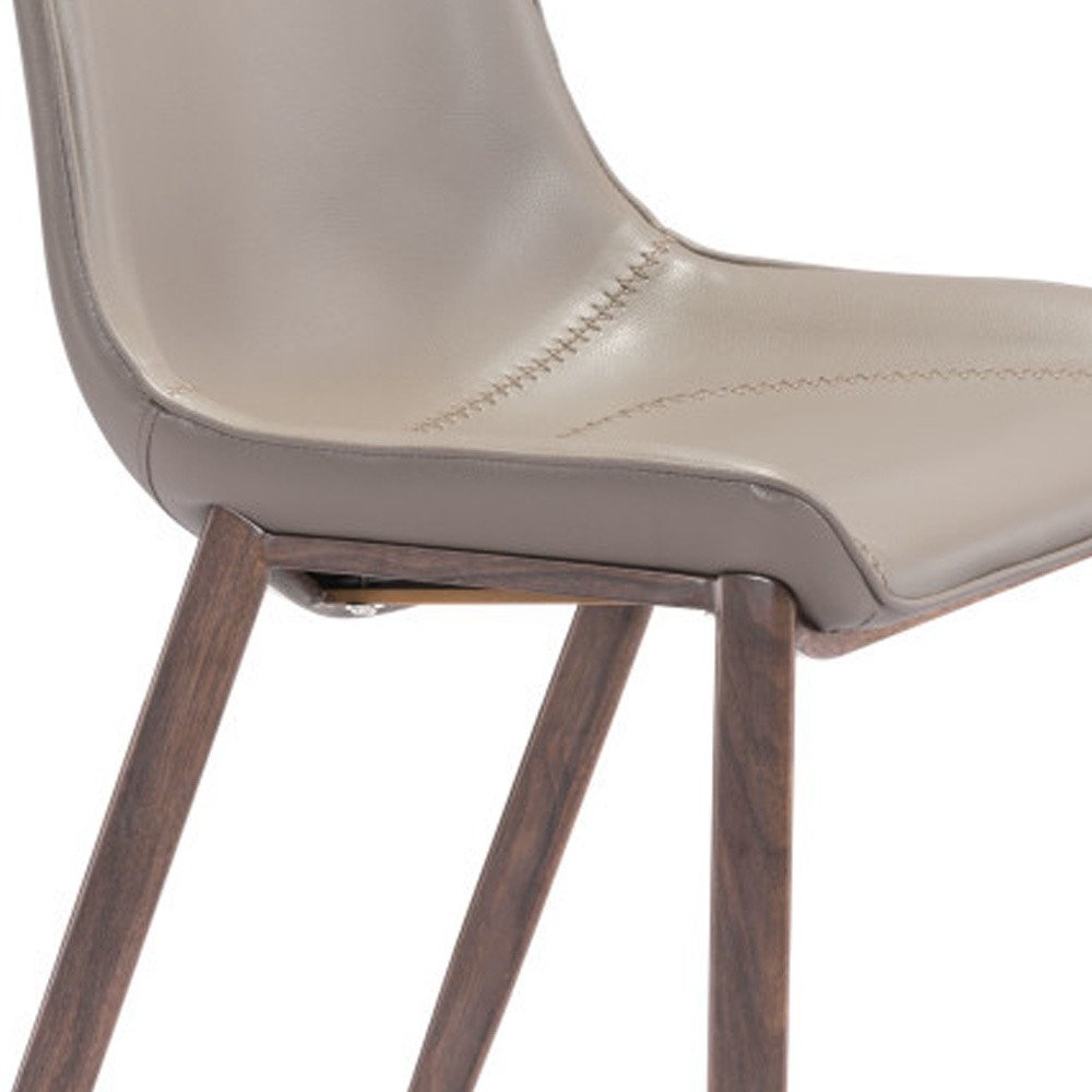 Set of Two 30" Gray And Brown Faux Leather And Steel Low Back Bar Height Bar Chairs HomeRoots