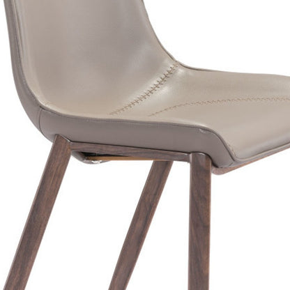 Set of Two 30" Gray And Brown Faux Leather And Steel Low Back Bar Height Bar Chairs HomeRoots