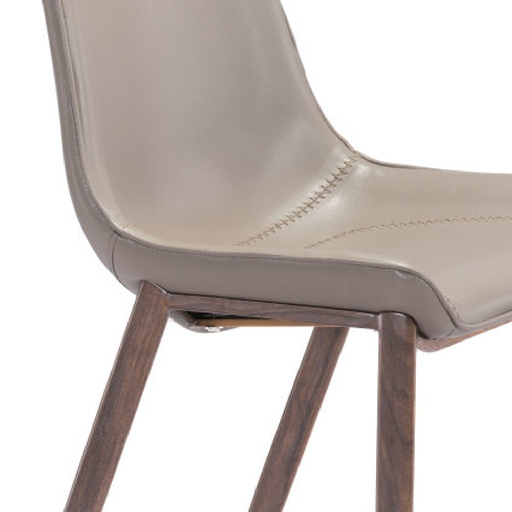 Set of Two 30" Gray And Brown Faux Leather And Steel Low Back Bar Height Bar Chairs HomeRoots