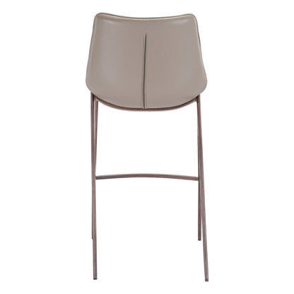 Set of Two 30" Gray And Brown Faux Leather And Steel Low Back Bar Height Bar Chairs HomeRoots
