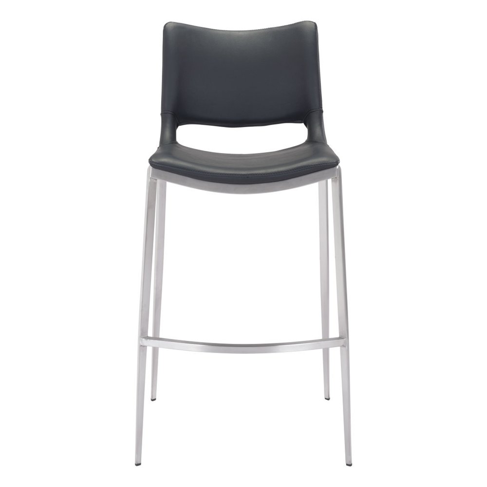 Set of Two 29" Black And Silver Steel Low Back Bar Height Bar Chairs HomeRoots