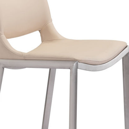 Set of Two 29" Light Pink And Silver Faux Leather And Steel Low Back Bar Height Bar Chairs HomeRoots