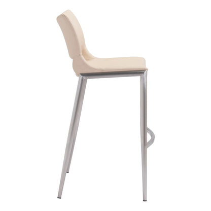 Set of Two 29" Light Pink And Silver Faux Leather And Steel Low Back Bar Height Bar Chairs HomeRoots