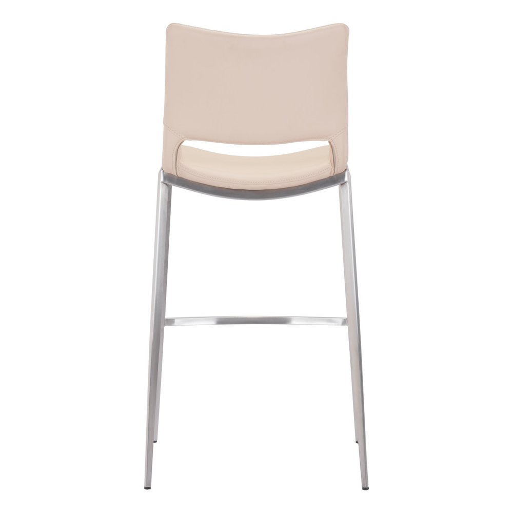 Set of Two 29" Light Pink And Silver Faux Leather And Steel Low Back Bar Height Bar Chairs HomeRoots