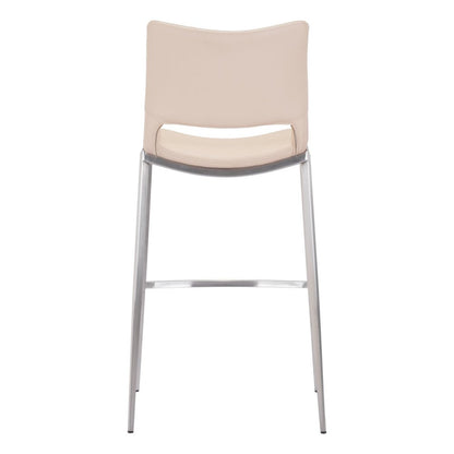 Set of Two 29" Light Pink And Silver Faux Leather And Steel Low Back Bar Height Bar Chairs HomeRoots