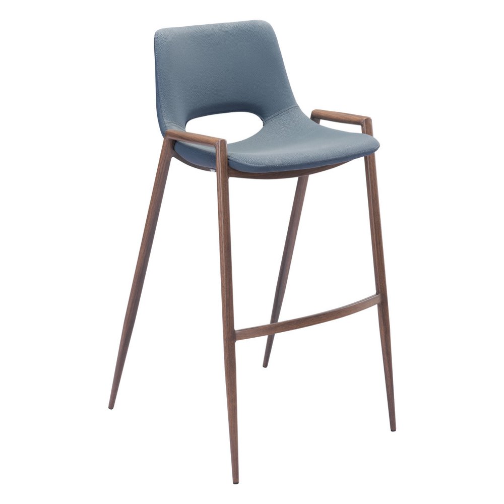 Set of Two 29" Gray And Brown Faux Leather And Steel Low Back Bar Height Bar Chairs HomeRoots